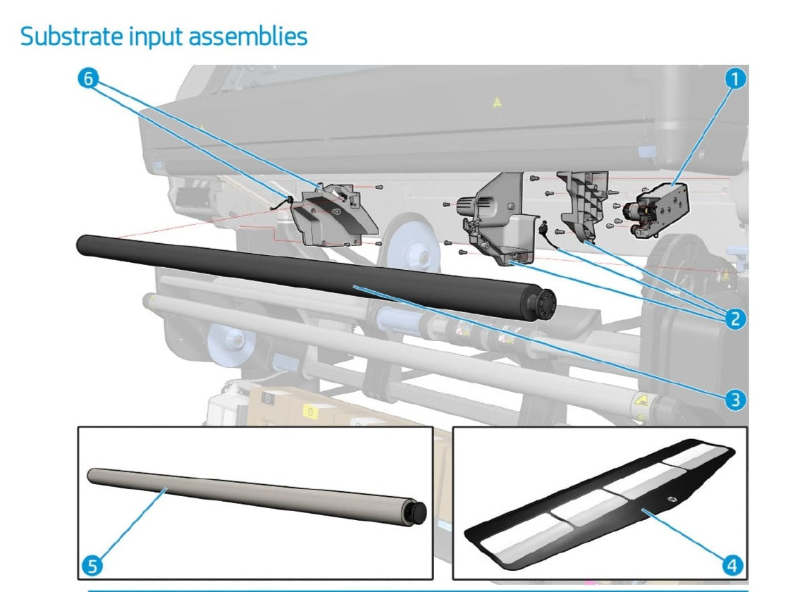 Conjunto de soporte de entrada derecho para HP Latex serie 560 (M0E29-67063) - Nuevo