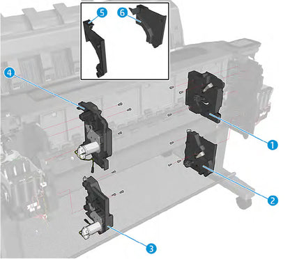 Conjunto de soporte de punta superior - Para la serie HP DesignJet T3500 (B9E24-67005)