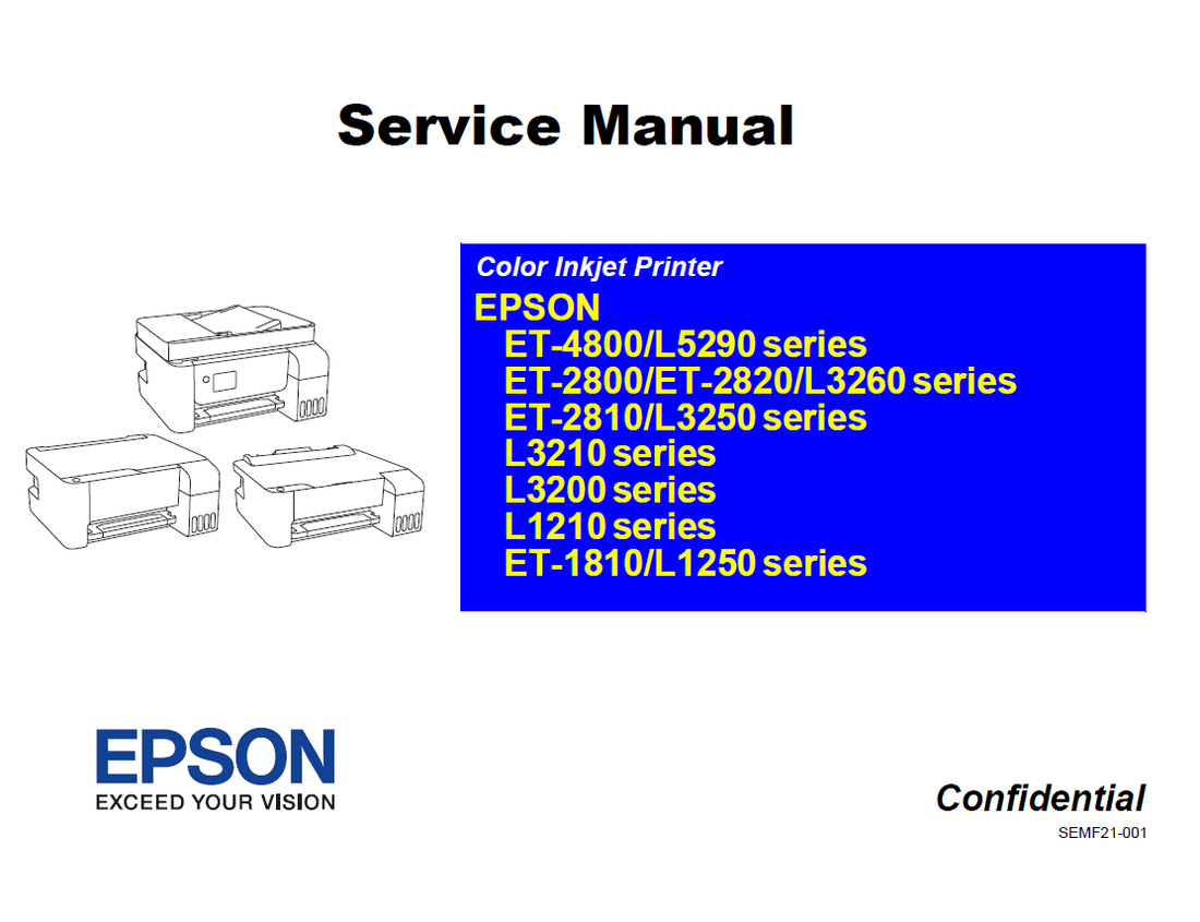Manual de servicio EPSON L1210 L1250 L3200 L3210 L3250 L5290 / ET-1810 2800 2810 2820 3250 3260 4800