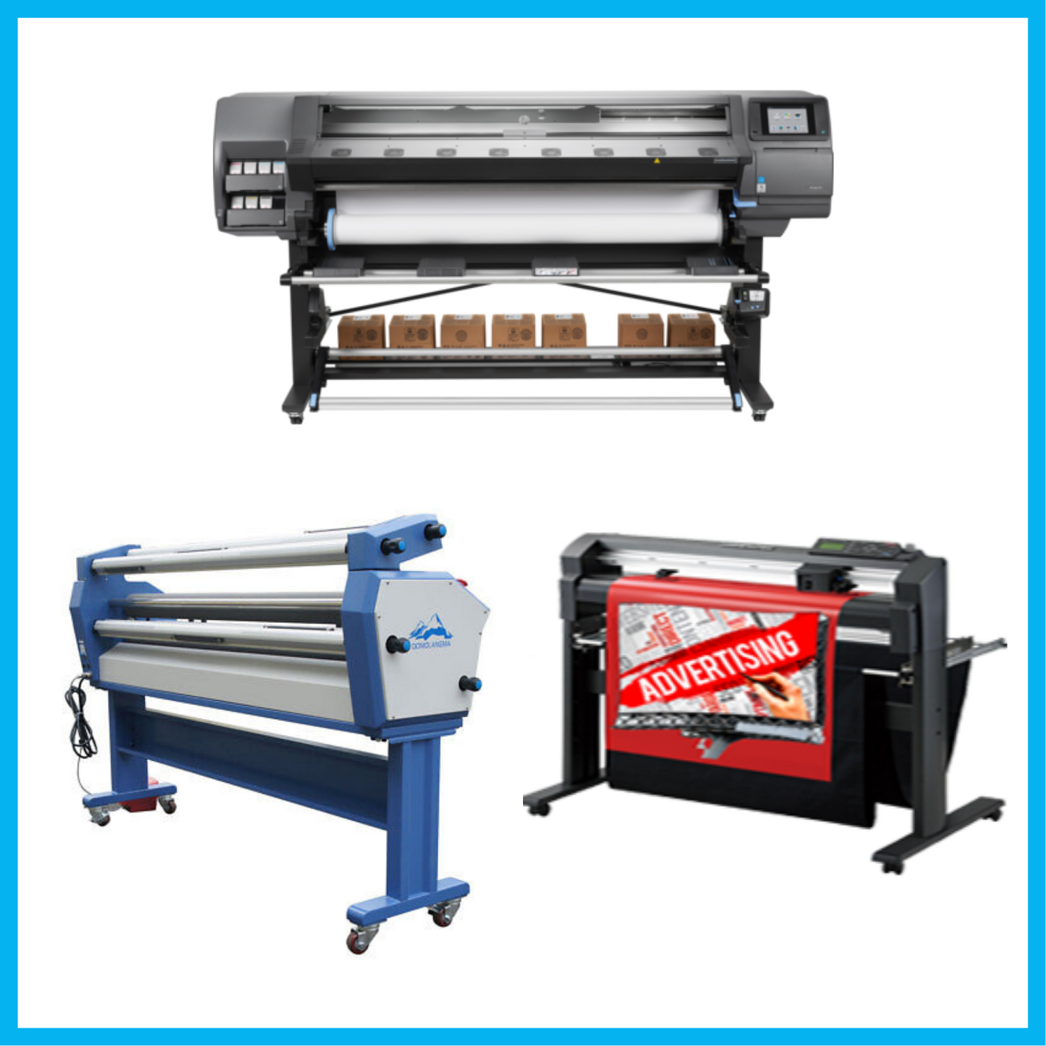 ON SALE - COMPLETE SOLUTION - HP Latex 370 Printer - Refurbished (90 Days, 1, 2, 3 or 4 Y/Warranty) + 64&quot; Graphtec FC8000-160 Vinyl Cutting Plotter - Refurbished (90 Days, 1, 2, 3 or 4 Y/Warranty) + 63&quot; Wide Format Cold Laminator, with Heat Assisted