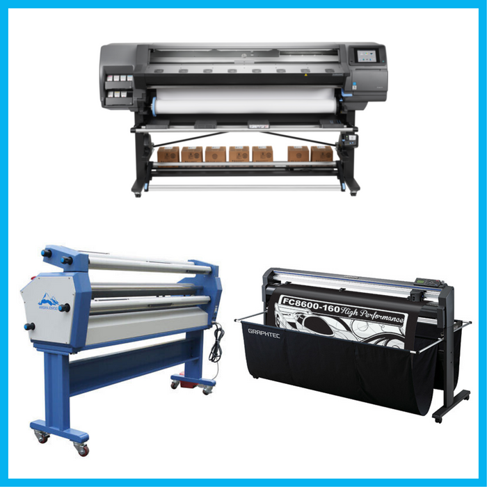 COMPLETE SOLUTION - HP Latex 370  Printer - Refurbished (90 Days, 1, 2, 3 or 4 Y/Warranty) +  64" Graphtec FC8600-160 Vinyl Cutting Plotter - Refurbished (90 Days, 1, 2, 3 or 4 Y/Warranty) + 63" Cold Laminator, with Heat Assisted