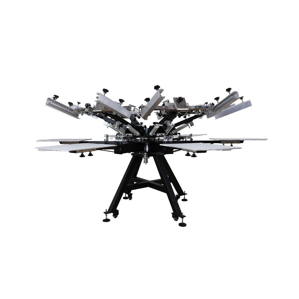 CALCA Design High Precision Heavy Duty Rotary Manual 6 Color 6 Station Screen Printing Machine with Micro Registration