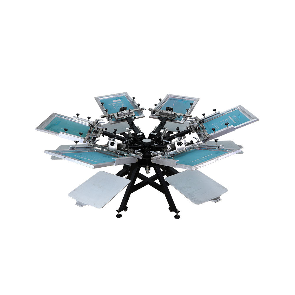 CALCA Design High Precision Heavy Duty Rotary Manual 6 Color 6 Station Screen Printing Machine with Micro Registration