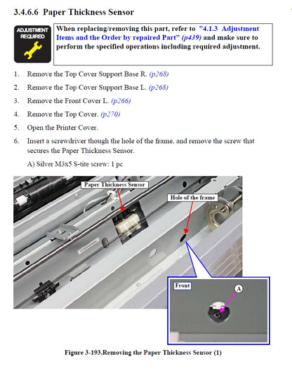 Sensor de grosor del papel EPSON SureColor P7500 P7550 P7570 / P9500 P9550 P9570 - 1821528