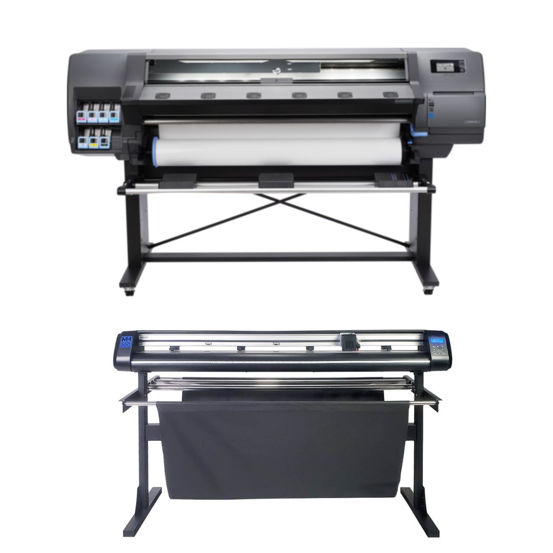 PAQUETE - Impresora HP Latex 110 de 54&quot; - Reacondicionada (90 días de garantía) + Cortadora de vinilo de 53&quot; con 3 brazos y corte de contornos con software Vinylmaster Cut 