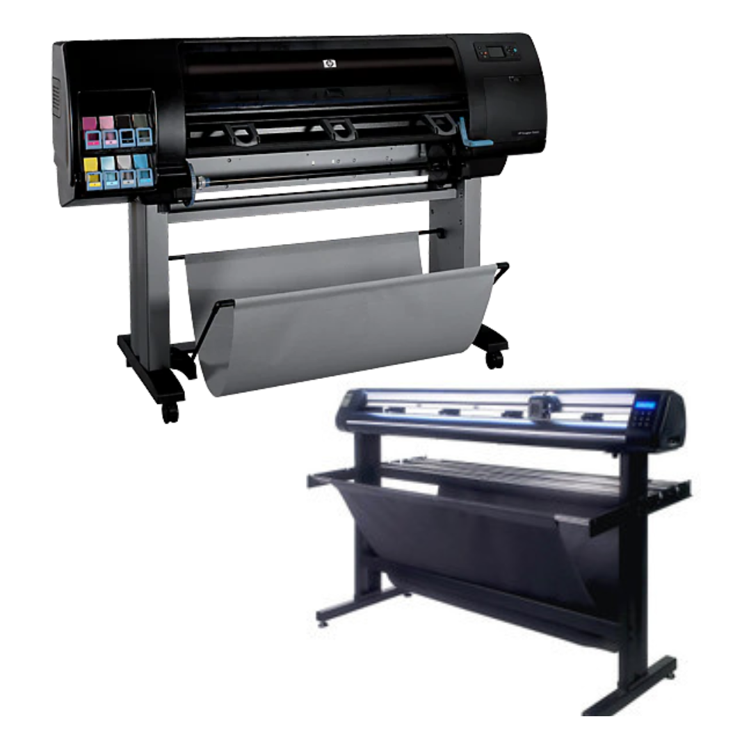 PAQUETE - Plotter HP Z6100PS de 60&quot; - Recertificado - (Garantía de 90 días) + Cortadora de vinilo de 53&quot; con corte de contorno de 3 brazos y software VinylMaster Cut - Nueva 
