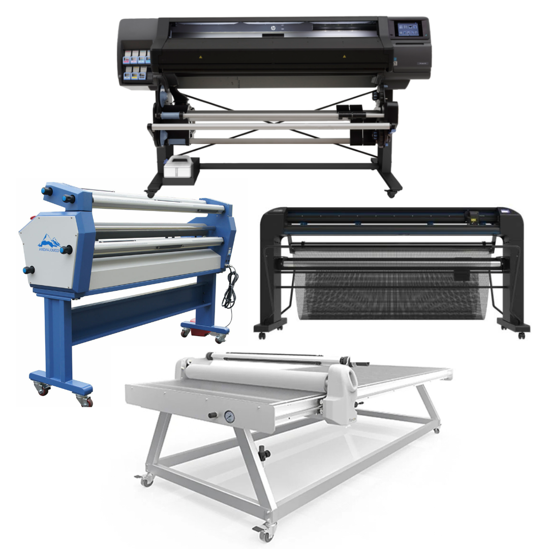 COMPLETE SOLUTION - HP Latex 560 64" Printer - Refurbished (1 Year Warranty) + Summa S Class 3 D160 62" Vinyl Cutter - New + 63" Wide Format Cold Laminator, with Heat Assisted + Qomolangma 51" x 98" Flatbed Lamination Table