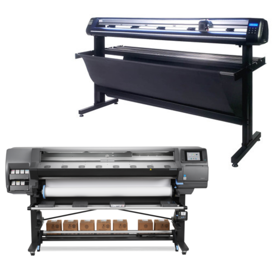 BUNDLE - HP Latex 370 64"- Refurbished (90 Days Warranty) + 65" Vinyl Cutter Machine with ARMS Contour Cutting &amp; Barcode Job Management - MH300 / New