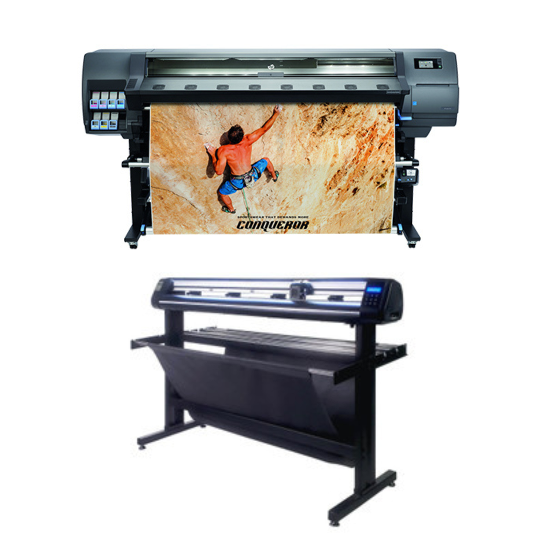 PAQUETE - Impresora HP Latex 335 de gran formato de 64&quot; - Reacondicionada (90 días, 1, 2, 3 o 4 años de garantía) + Cortadora de vinilo de 53&quot; con 3 brazos y corte de contornos con software Vinylmaster Cut 