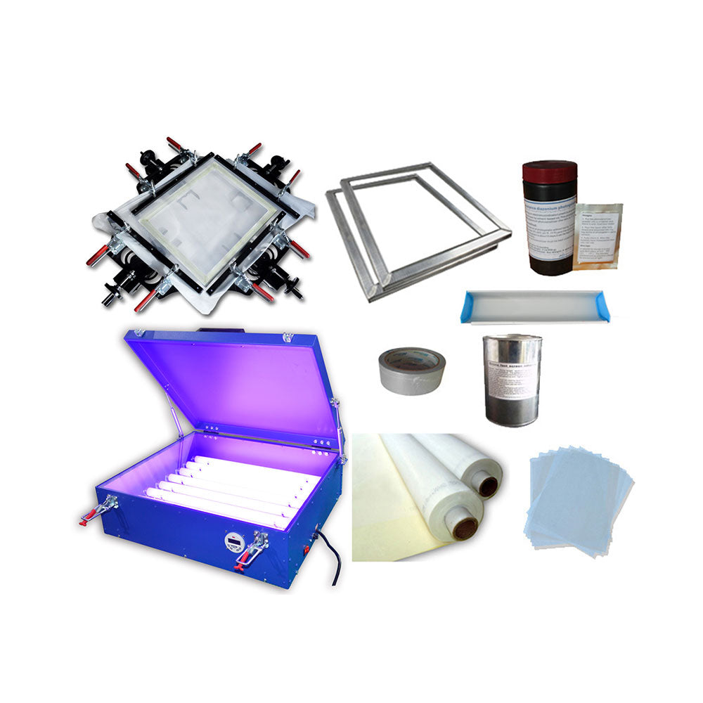 Screen Printing Kit Screen Making DIY UV Exposure Unit &amp; Hand Screen Stretcher