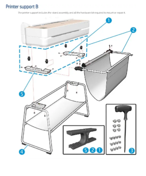 Cubierta derecha de la cesta para HP DesignJet Studio Steel de 24 y 36 pulgadas (5HB12-67014)