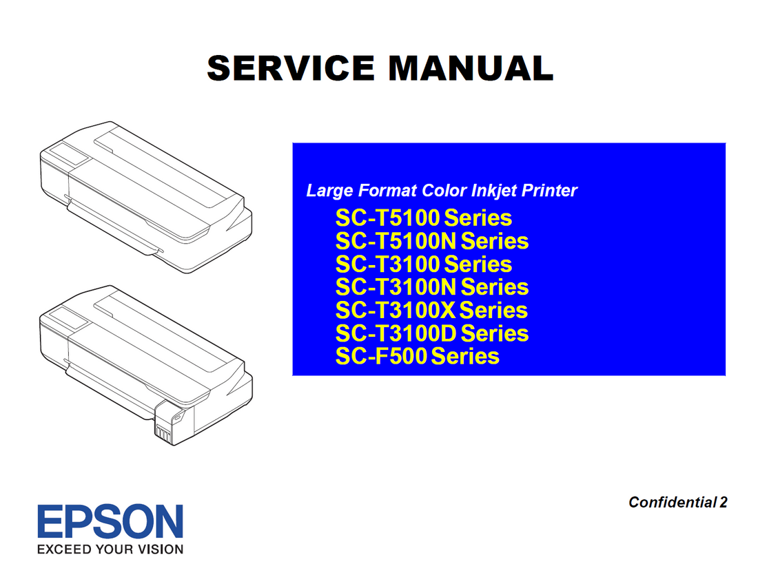 Manual de servicio de EPSON SureColor T3100 T3100N T3100D T3100X T3170 T3100X T5100 T5100N F500 F507