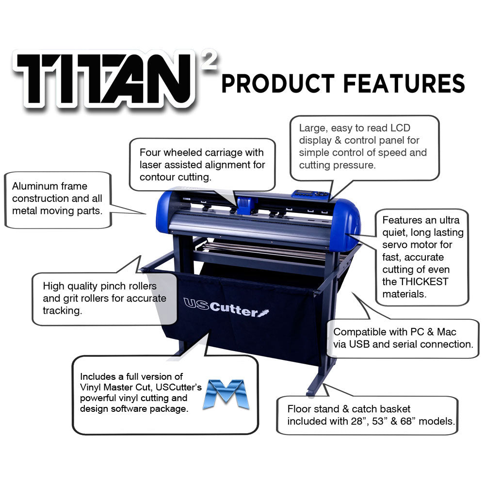 Cortadora de vinilo USCutter TITAN-2 de 28" (servomotor) con software de corte VinylMaster - Nueva