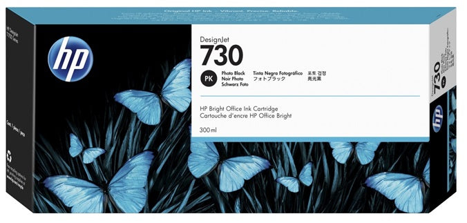 Cartucho de tinta DesignJet HP 730 (300 ml), negro fotográfico, para HP DesignJet T1600, T1600dr, T1700, T1700dr, T2600, T2600dr - P2V73A