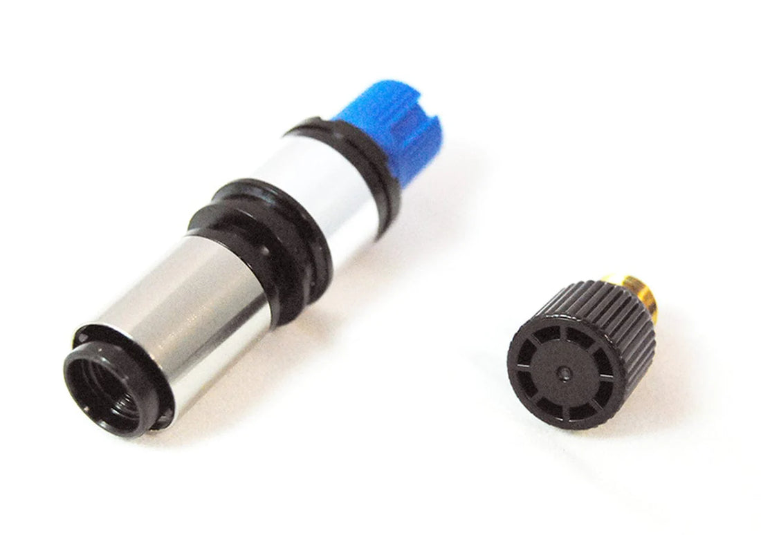 Portacuchillas Graphtec de 0,9 mm con punta de latón negro y parte superior azul para cuchillas CB09