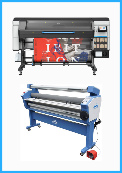 PAQUETE - Impresora HP Latex 730W de 64" de formato ancho - Nueva + Laminadora en frío de formato ancho totalmente automática de baja temperatura de 63" - Nueva