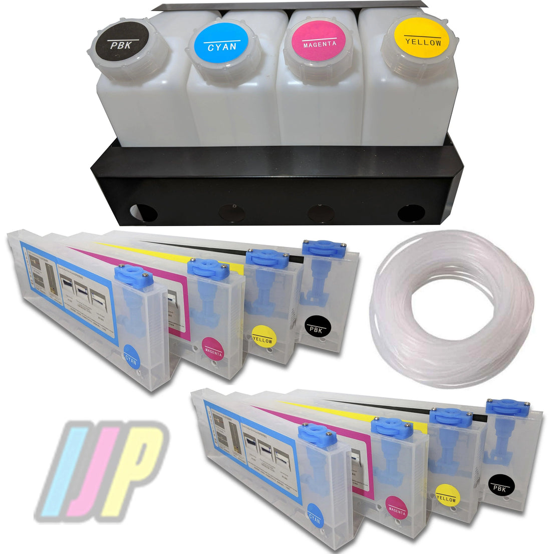 Sistema universal de tinta a granel Mimaki, Mutoh y Roland: 4 tanques/cartuchos/tubos