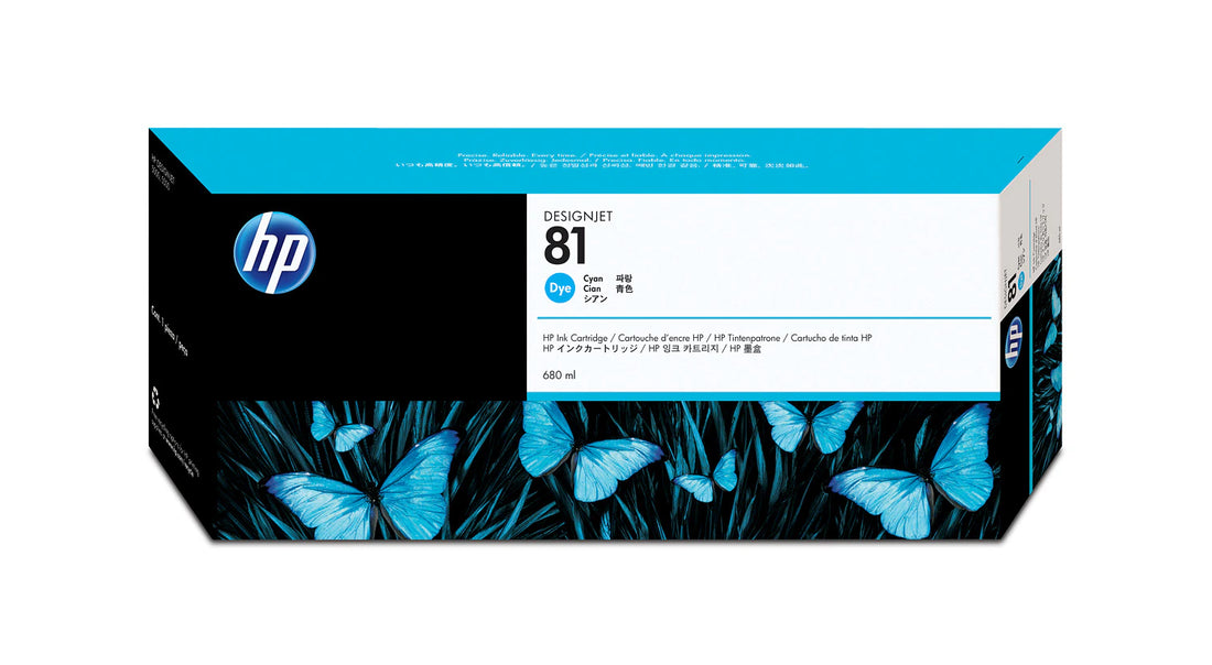 EN OFERTA - Cartucho de tinta colorante cian HP 81 para impresoras HP Designjet 5500, 5500PS, 5000 y 5000PS - C4931A