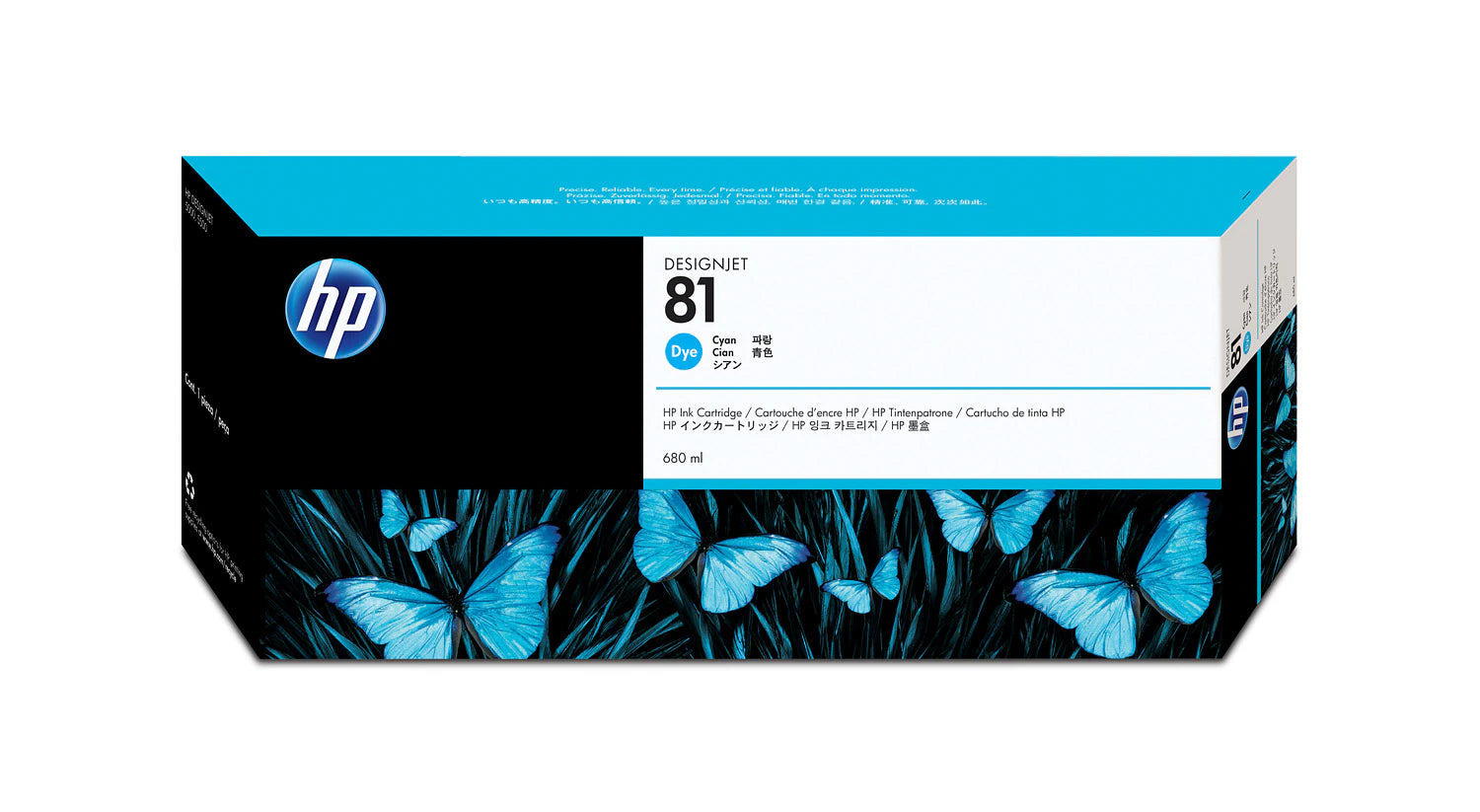 EN OFERTA - Cartucho de tinta colorante cian HP 81 para impresoras HP Designjet 5500, 5500PS, 5000 y 5000PS - C4931A
