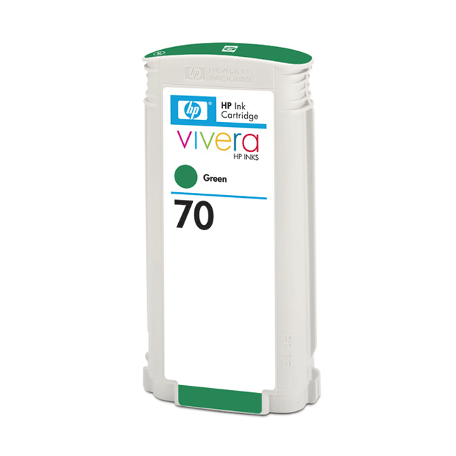 Cartucho de tinta verde HP 70 de 130 ml para impresoras HP DesignJet Z3100 y Z3200 - C9457A / Parcialmente usado