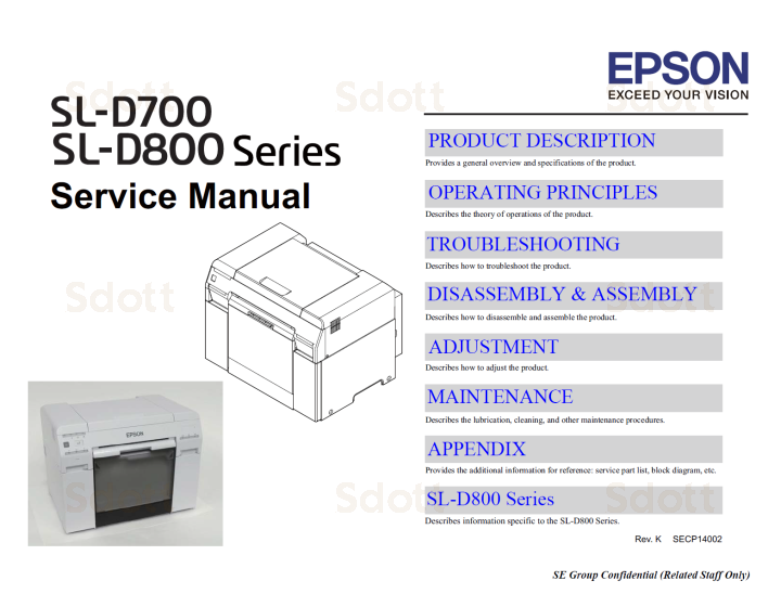 EPSON SureLab SL-D700 D800 D870 Manual de servicio