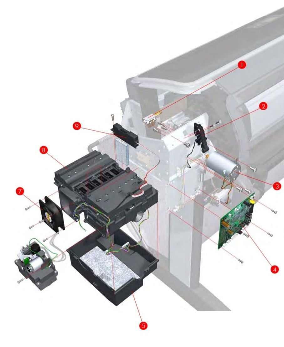 Motor del carro del eje de escaneo para las impresoras HP Designjet T620 y T1120 (CK837-67015) - Reacondicionado