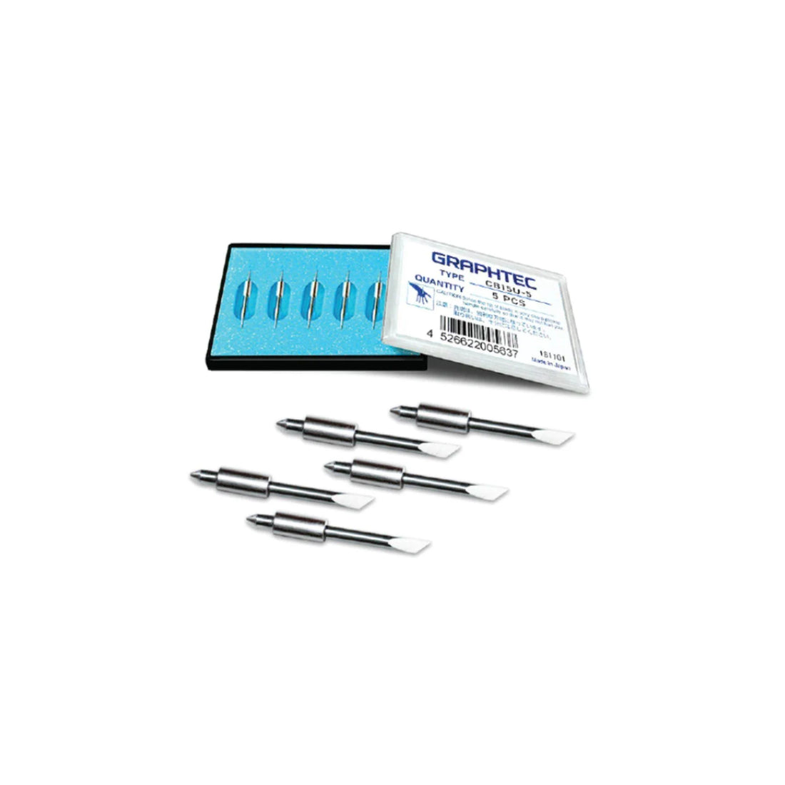 Hoja de acero superresistente GRAPHTEC de 1,5 mm y 45° de alta intensidad, reflectante (paquete de 5) para portacuchillas PHP33/35-CB15N-HS