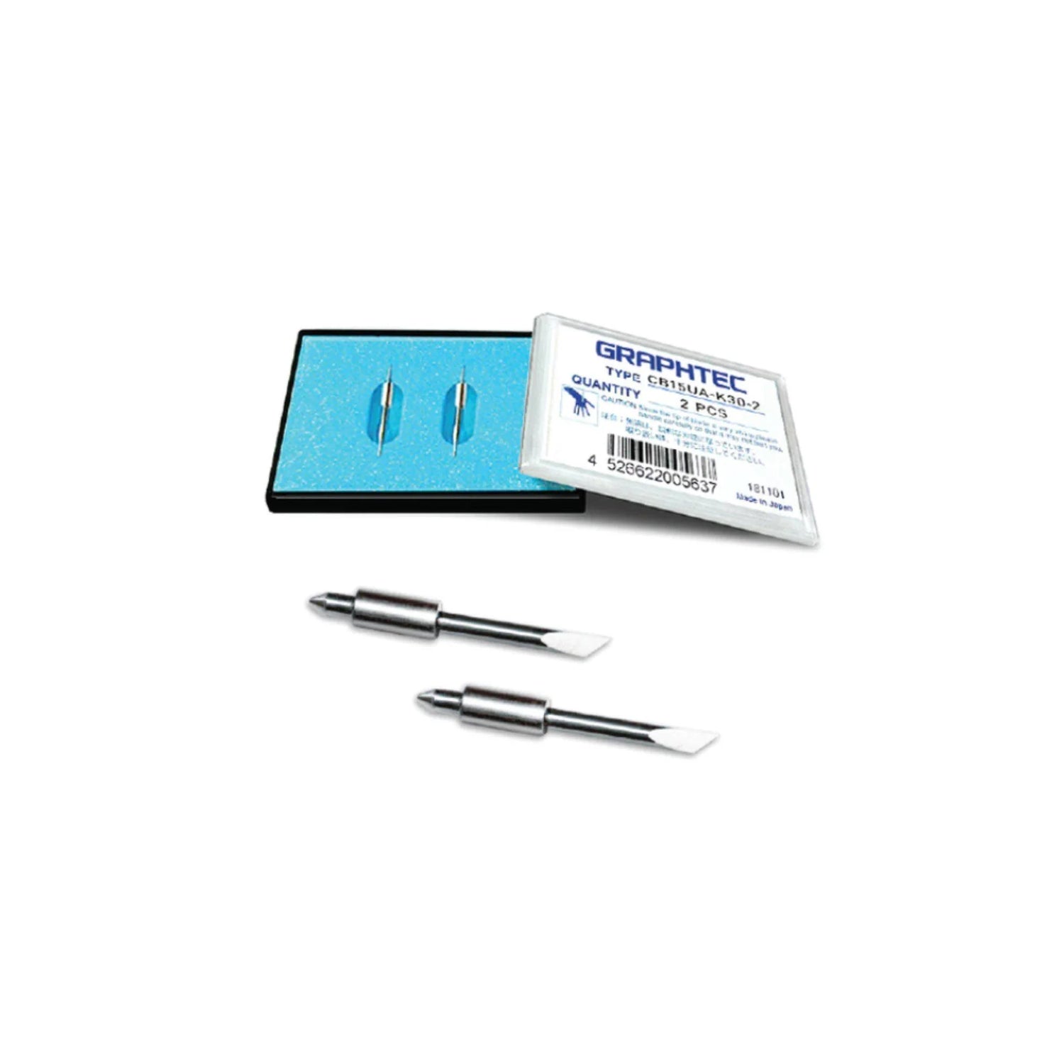 Hoja de acero superresistente GRAPHTEC de 1,5 mm y 45° de alta intensidad, reflectante (paquete de 2) para portacuchillas PHP33/35-CB15N-HS