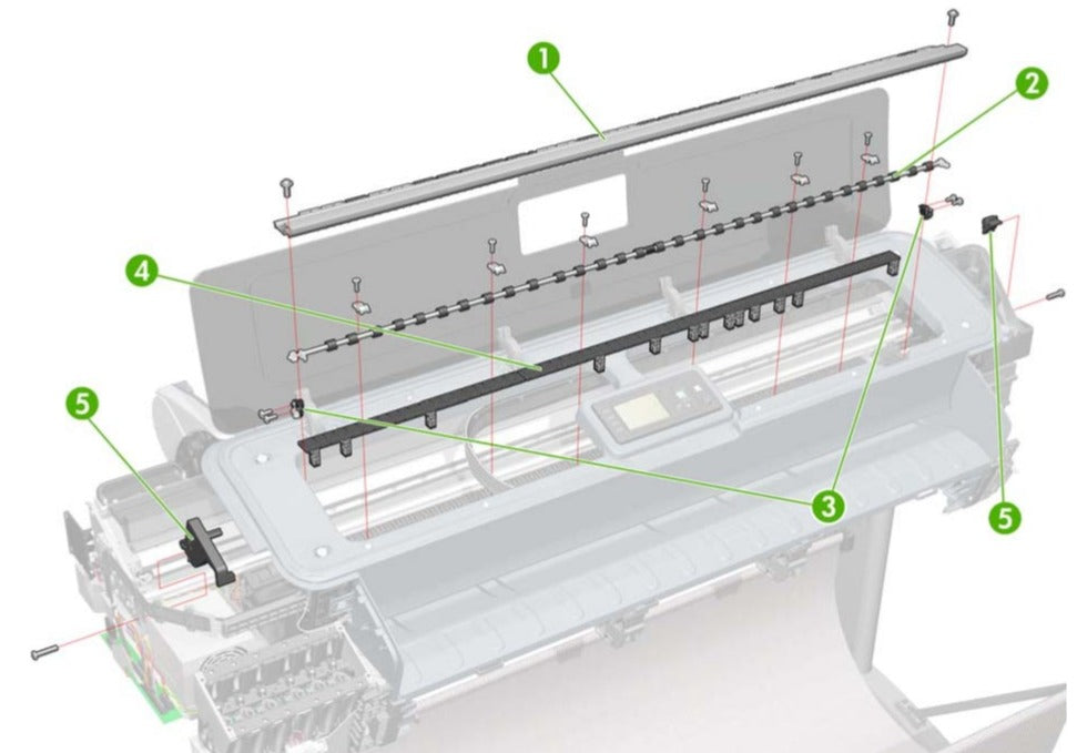 Actuador de cortador de parachoques (izquierdo y derecho) para las series HP DesignJet T770, T1200, T2300 y T7100 (CH538-67064)