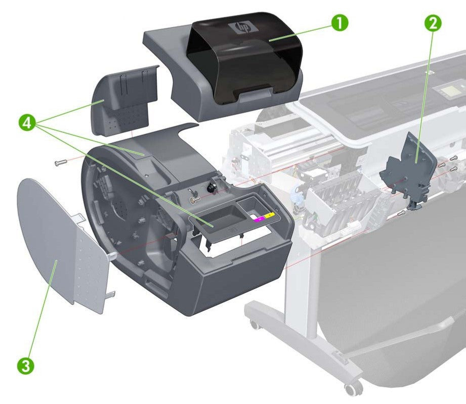 Cubierta lateral izquierda para la serie HP DesignJet Z5200 (CQ113-67004)