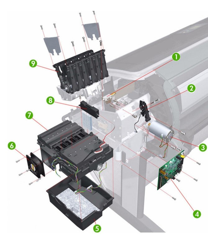 Solenoide de espacio de lápiz a papel (PPS) para las series HP DesignJet Z3100, Z2100, T1100 y T610 (Q5669-60677)