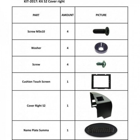Cubierta derecha para SummaCut S2 (Kit-2017)