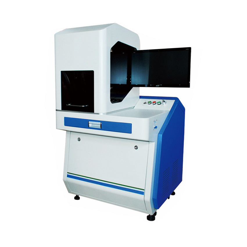 Máquina de marcado láser de fibra de 30 W con diseño todo en uno. Incluye computadora con software EZCAD preinstalado.