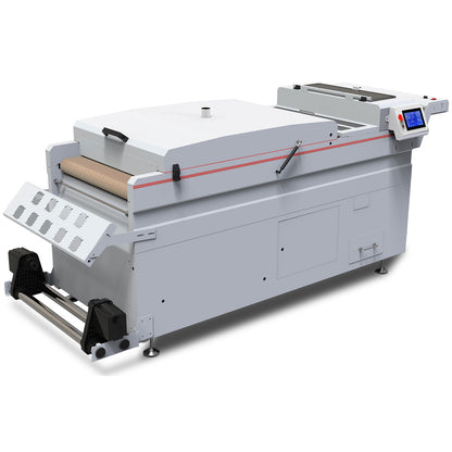 Secador y agitador de polvo DTF automático de alta velocidad CALCA PLUS de 24 pulgadas y 220 V con plataforma de transporte por absorción al vacío y pantalla táctil