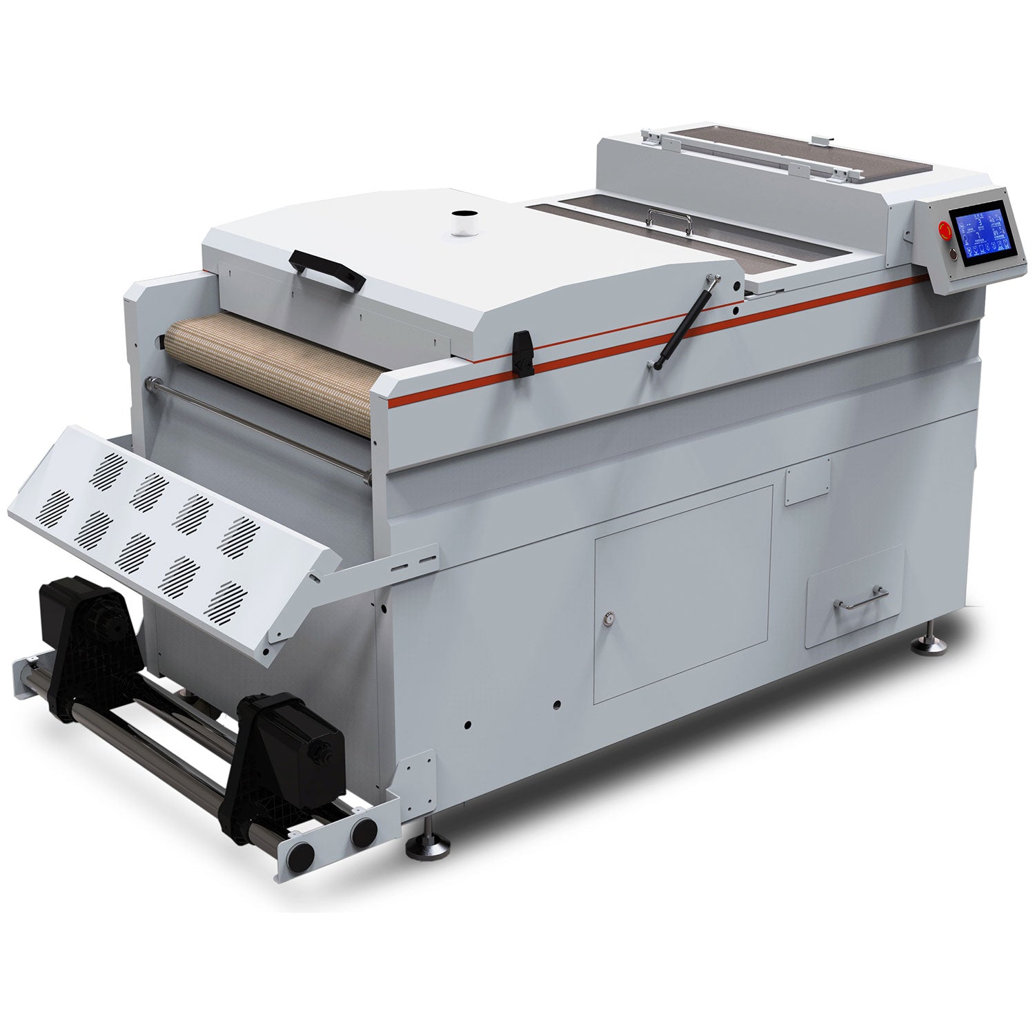 Agitador y secador automático de polvo DTF CALCA PLUS de 24 pulgadas con plataforma de transporte por absorción al vacío y pantalla táctil