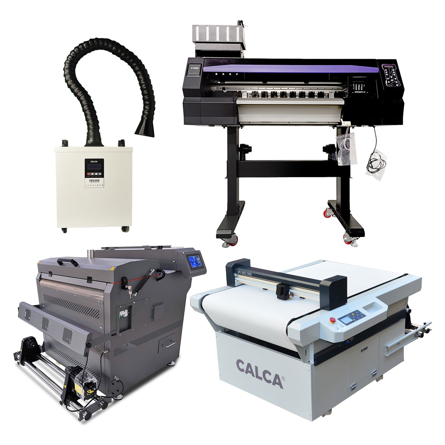 Sistema de impresión DTF CALCA Prime de 24 pulgadas (cabezales duales Epson I3200-A1, agitador de polvo compacto y secador)