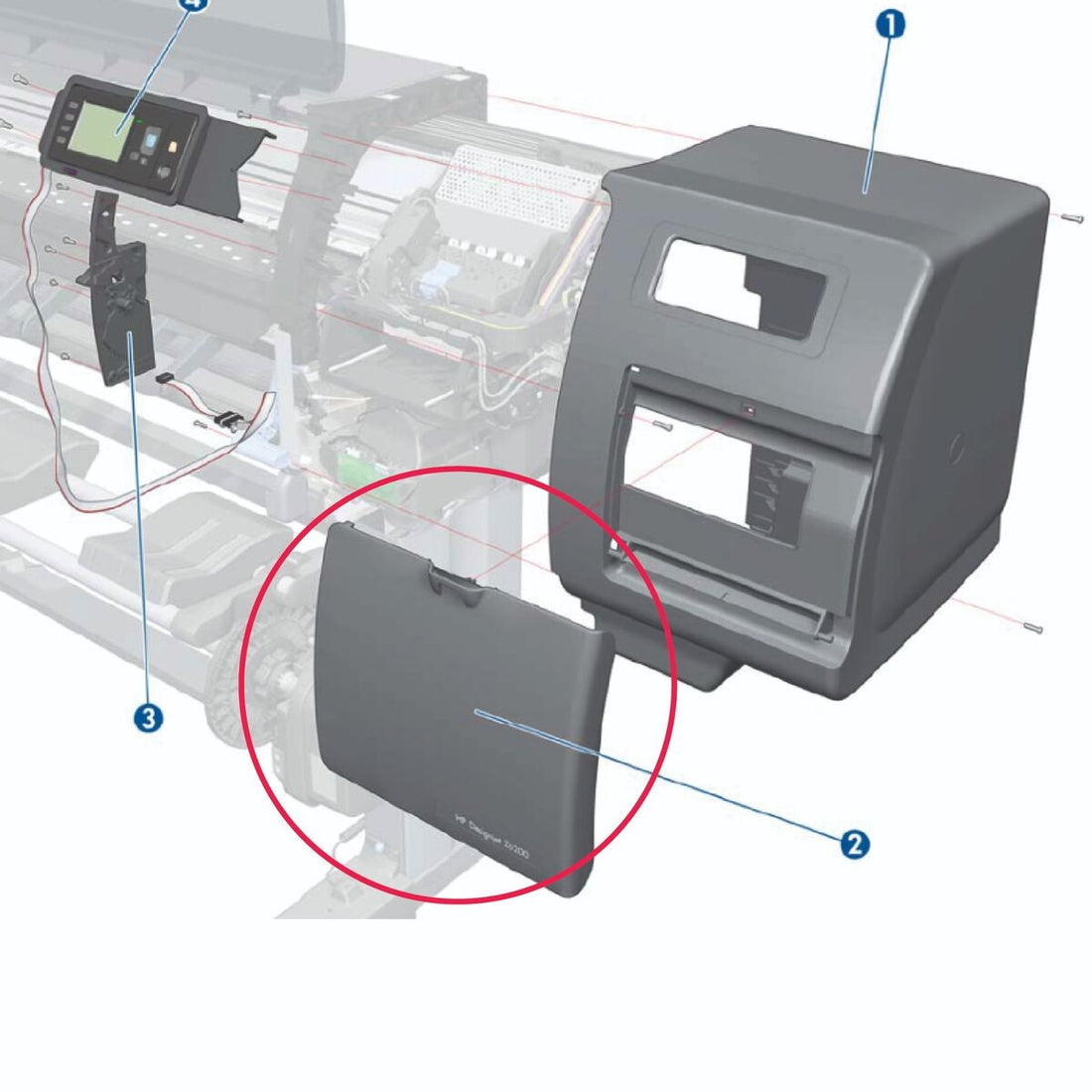 Puerta derecha de la estación de servicio para la serie HP DesignJet Z6600 (F2S71-67011)