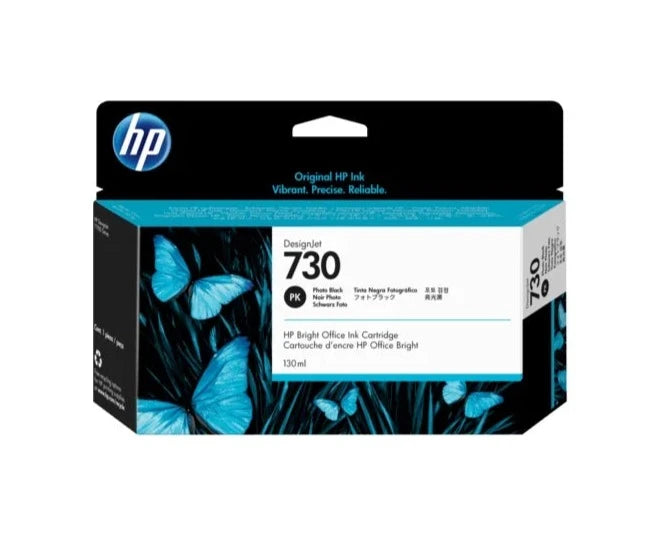 Cartucho de tinta DesignJet HP 730 (130 ml), negro fotográfico, para HP DesignJet T1600, T1600dr, T1700, T1700dr, T2600, T2600dr - P2V67A