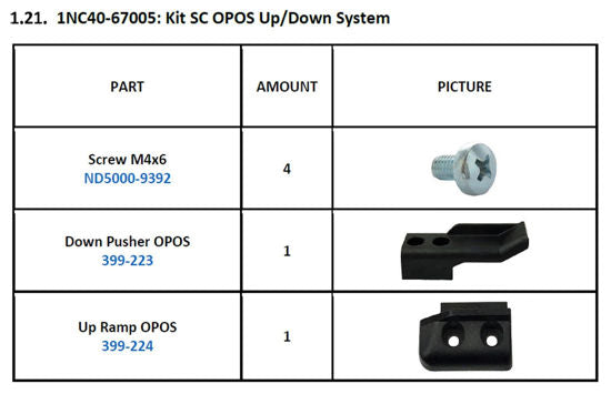 Sistema de subida/bajada Summa Kit SC OPOS para SummaCut Series D120, D140, D160 y D60 (1NC40-67005) 