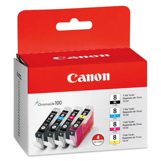 Paquete de 4 tintas Canon CLI-8 (negro, cian, magenta y amarillo) - 0620B010