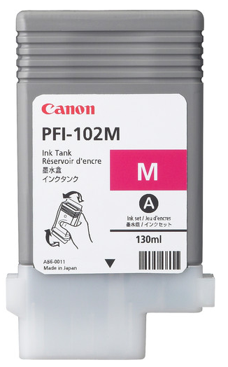 Depósito de tinta magenta Canon PFI-102M (130 ml) para iPF500, iPF510, iPF600, iPF605, iPF610, iPF650, iPF655, iPF700, iPF710, iPF750, iPF755, iPF760, iPF765 - 0897B001AA
