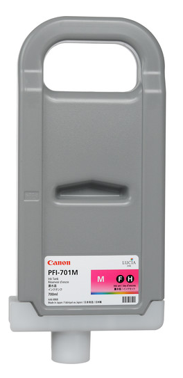 Tanque de tinta magenta Canon PFI-701M (700 ml) para imagePROGRAF iPF8000, iPF8000S, iPF8100, iPF9000, iPF9000S, iPF9100 - 0902B001AA