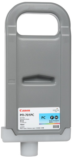 Depósito de tinta cian fotográfica Canon PFI-701PC (700 ml) para imagePROGRAF iPF8000, iPF8000S, iPF8100, iPF9000, iPF9000S, iPF9100 - 0904B001AA