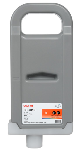 Depósito de tinta roja Canon PFI-701R (700 ml) para imagePROGRAF iPF8000, iPF8100, iPF9000, iPF9100 - 0906B001AA
