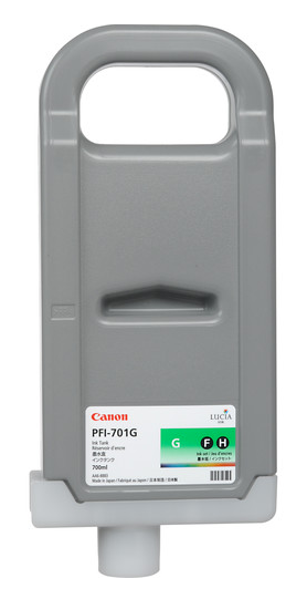 Depósito de tinta verde Canon PFI-701G (700 ml) para imagePROGRAF iPF8000, iPF8100, iPF9000, iPF9100 - 0907B001AA