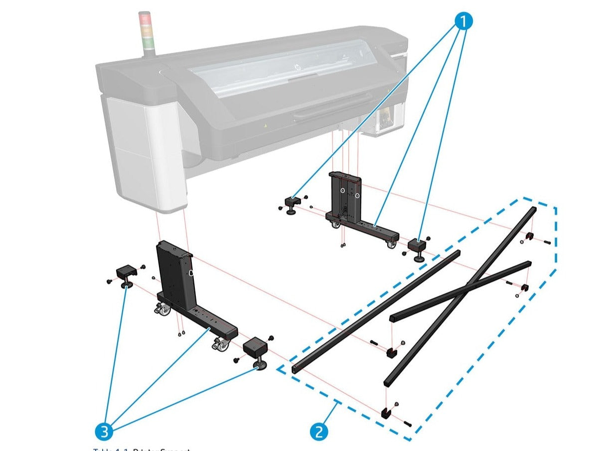 Conjunto de pie izquierdo para impresoras HP Latex 700, 700W y 800W (Y0U21-67187)