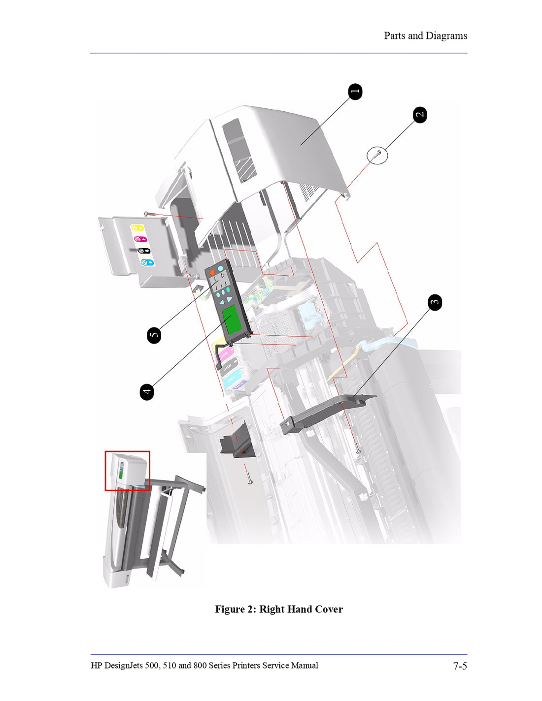 Conjunto de panel frontal CH337-60001 - Para plotter HP Designjet 510