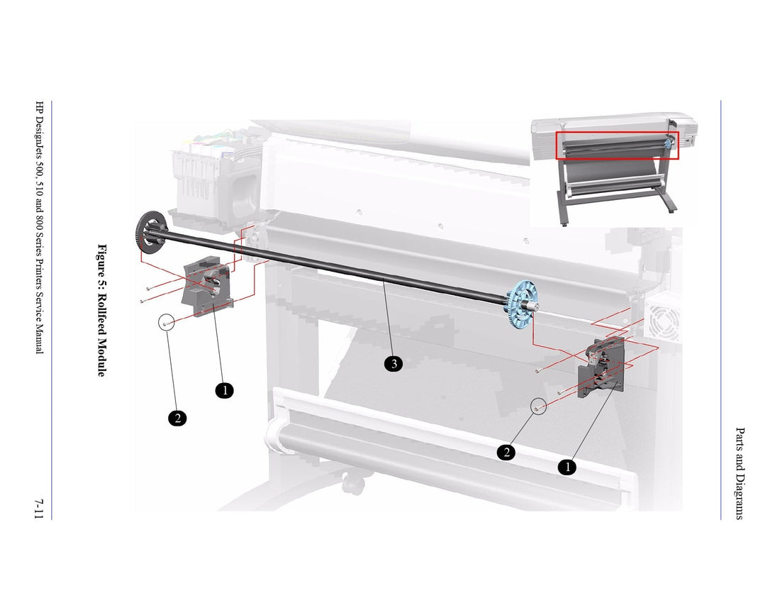 Eje C7770-60094 (solo modelo de 24&quot;) - Impresoras HP DesignJet serie 500/510/800