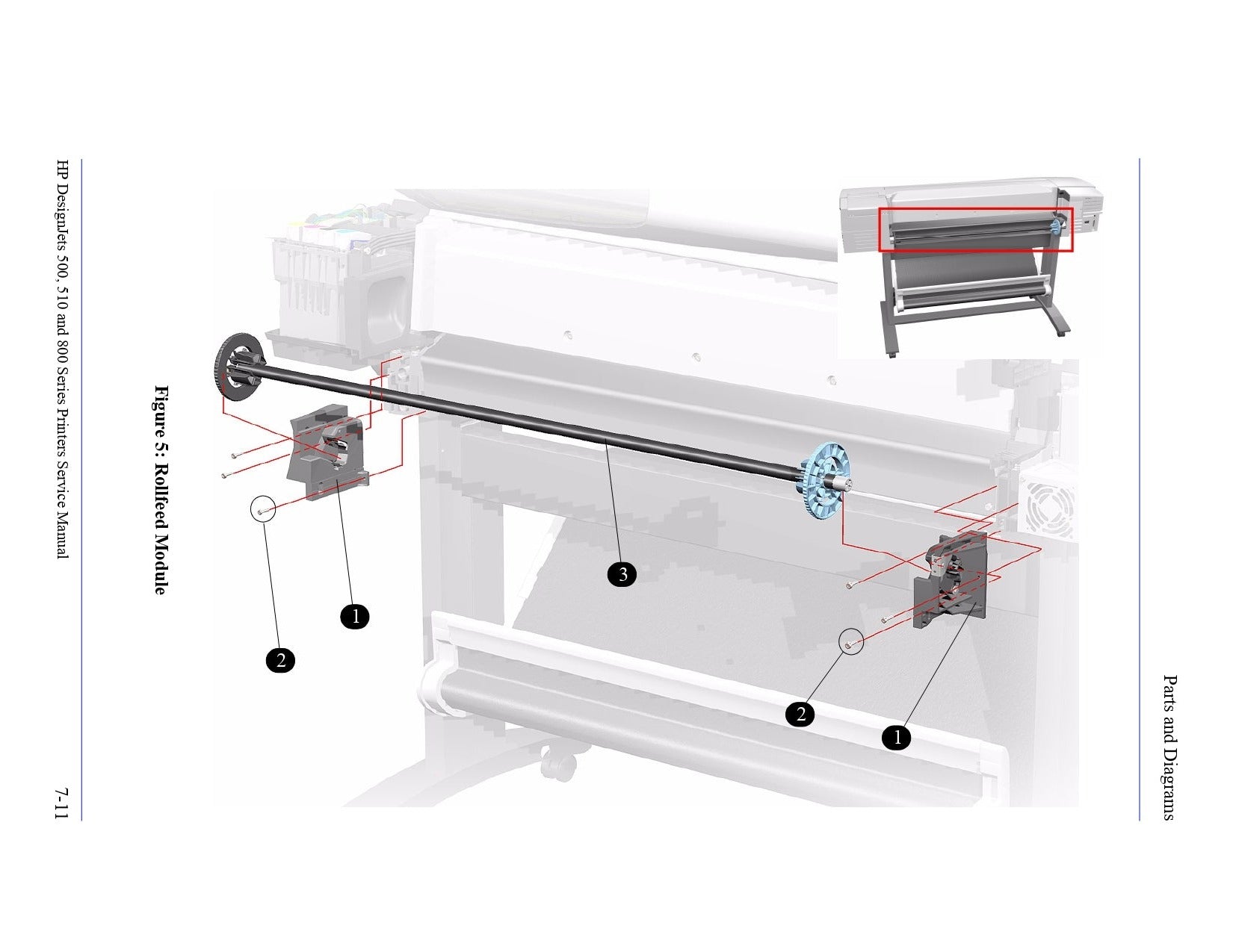 Eje C7770-60094 (solo modelo de 24&quot;) - Impresoras HP DesignJet serie 500/510/800