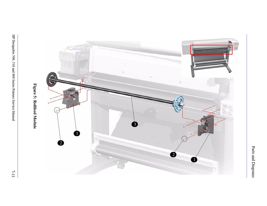Eje C7770-60094 (solo modelo de 24") - Impresoras HP DesignJet serie 500/510/800